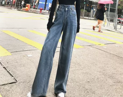 泫雅裤子高腰阔腿牛仔裤女拖地显瘦2019秋...