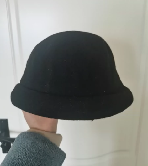 全新羊毛呢渔夫帽 日系帽子，黑色，羊毛呢料...