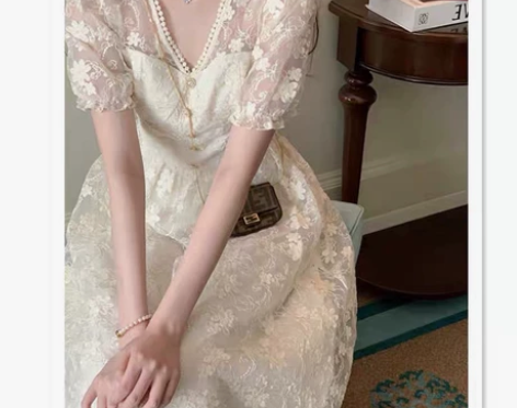 法式修身显瘦桔梗连衣裙女2022夏新款胖妹...