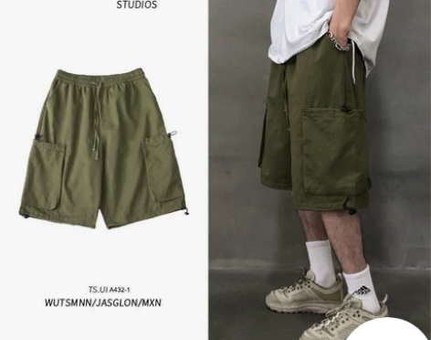 工装短裤男士潮牌宽松多口袋裤子休闲学生五分...