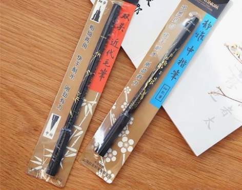 日本白金双头秀丽笔软头小楷一次性练字软笔签...