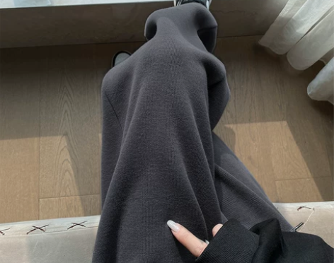 美式炸街灰色运动裤女秋冬大码宽松直筒阔腿束...