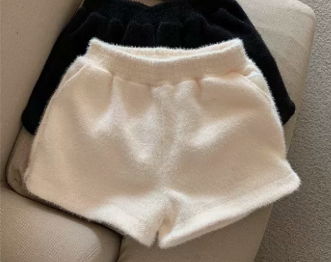 秋冬水貂绒裤子女宽松辣妹a字阔腿裤高腰直筒...