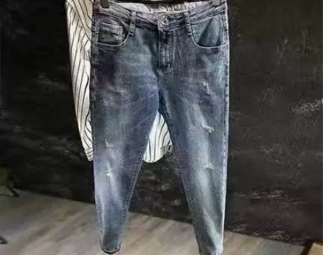 夏季薄款男士九分牛仔裤男潮牌修身小脚韩版潮...