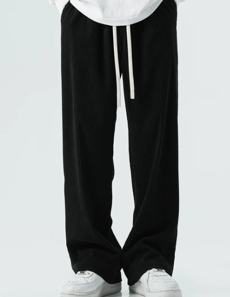 阔腿裤子灯芯绒男秋冬季款加绒加厚运动卫裤阔...