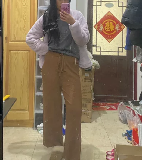 线下专柜购入 棕色针织裤 秋冬必备款显瘦阔...