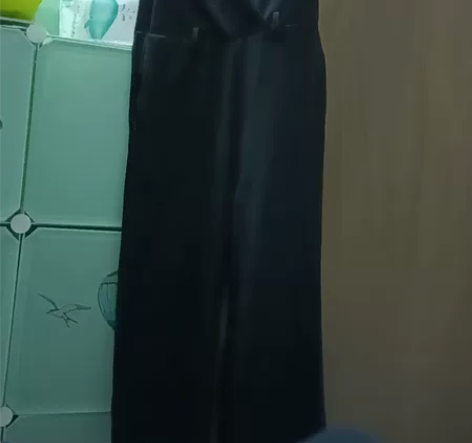 背带九分阔腿裤，里面配打底衣穿，很厚实的西...