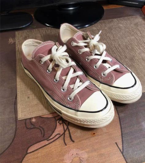 36.5码正品匡威Converse豆沙色低...