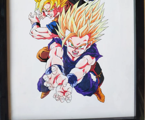 七龙珠手绘 孙悟空  孙悟饭  贝吉塔  ...