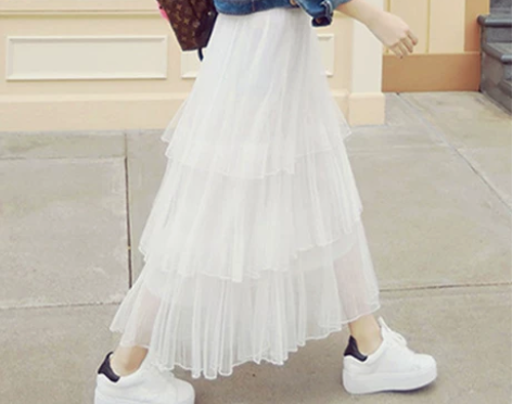 半身长裙夏裙子百褶裙三层蛋糕裙网纱裙沙滩…...