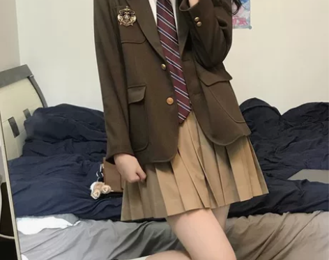 春秋jk制服全套小个子港风套装女复古衬衫外...