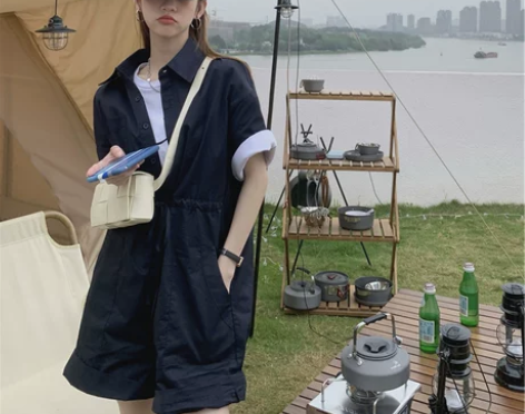 夏季工装连体裤宽松阔腿短裤 感兴趣的话点“...