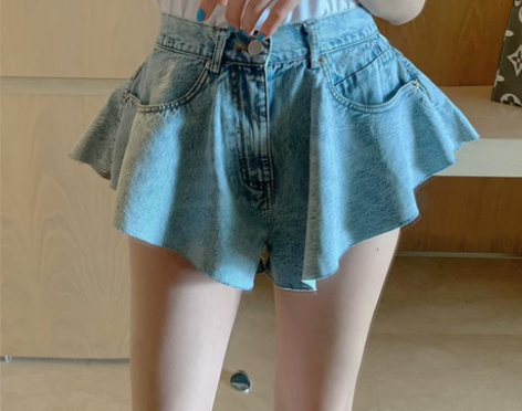 韩国高腰牛仔短裤女夏季宽松蓬蓬热裤百搭显瘦...