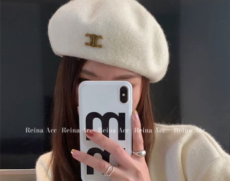 羊毛呢贝雷帽女2022爆款秋冬帽子画家帽大...