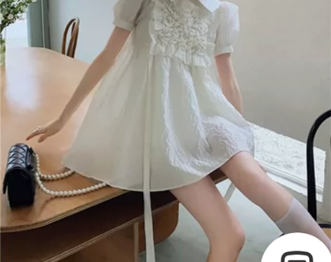 温柔风法式小众宫廷风甜美泡泡袖公主连衣裙女...