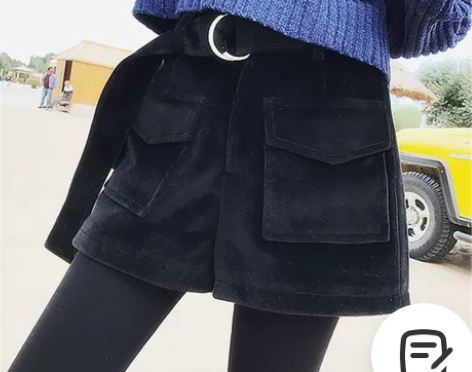 景亦 秋冬新款韩版毛呢短裤女 休闲宽松a字...
