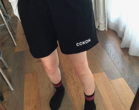 CCKOK黑色阔腿运动短裤女夏2018新款...