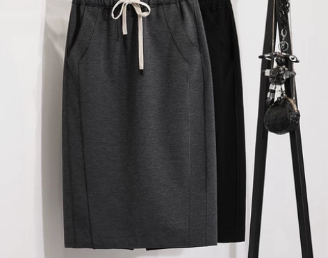 中长款弹力半身裙女秋季新款韩版休闲一步裙高...