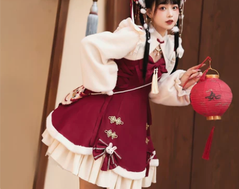 全款预约未知星辰新年兔兔外套长袖jsk甜美...