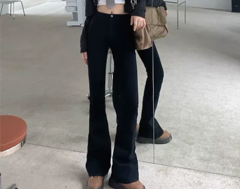 弄格黑色高腰显瘦牛仔裤女2022年秋冬新款...