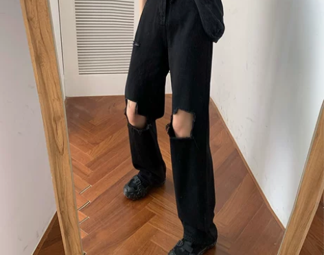 PAPER 大码独家自制胖妹妹高腰显瘦破洞...