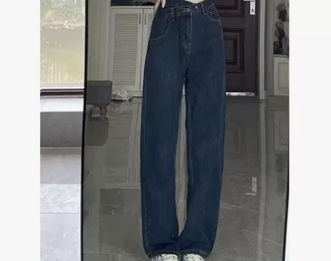 新款秋季加绒大码牛仔裤女韩版高腰宽松显瘦不...