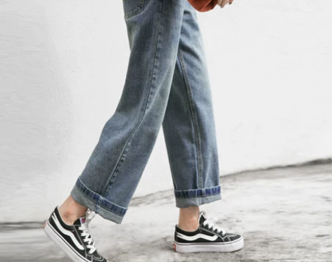 孜索2021春装新款女裤子宽松直筒裤高腰阔...