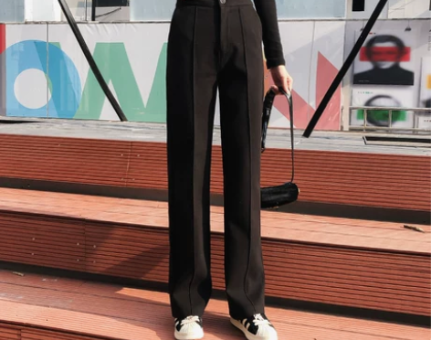 坠感阔腿裤女秋冬2018新款高腰直筒毛呢裤...