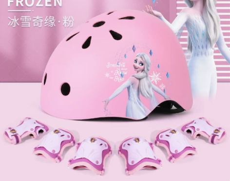 【狂欢价】迪士尼轮滑护具儿童头盔骑行全套装...