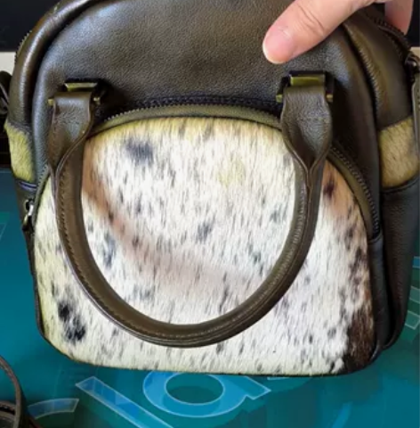 手工头层牛皮手提包单肩包，头层牛皮配本色马...