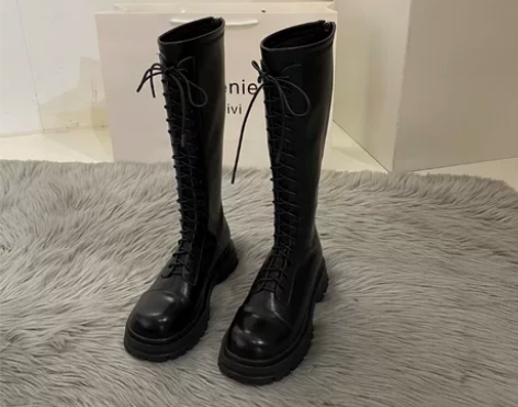 长筒马丁靴潮酷ins女2022年新款不过膝...