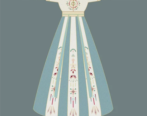 艺缕原创坦领汉服女三件套两片式齐腰襦裙半臂...