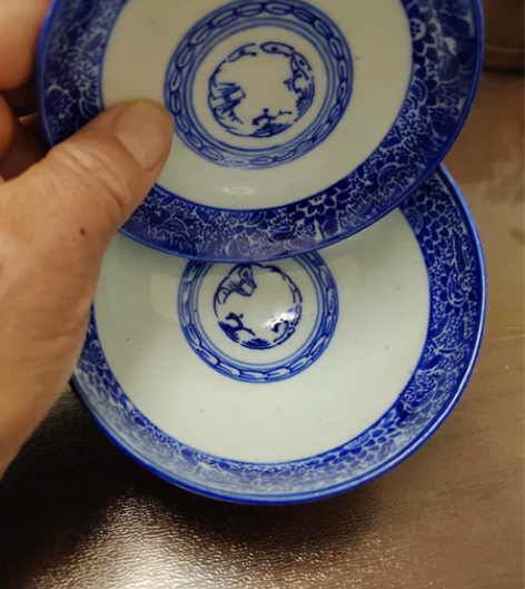 老青花盖碗，够老，年代感十足，一起拍可小刀...