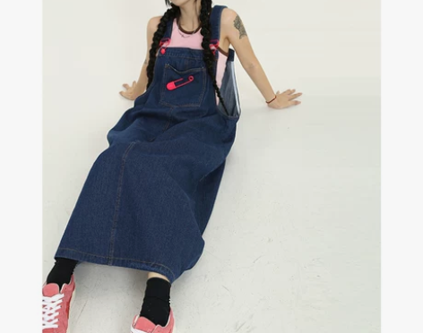 赛小懒牛仔背带裙女夏季宽松显瘦2022年无...