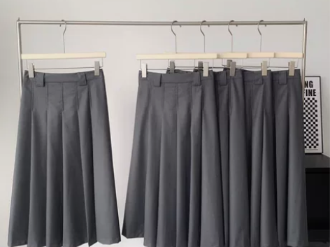 百褶裙 女 高腰 A字中长半身裙 小个子 ...