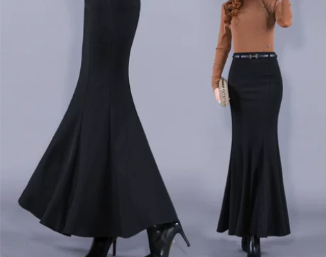 长裙女秋冬季高腰显高显瘦长款包裙大码气质包...