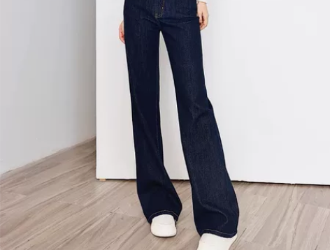 RUGOSAM阔腿牛仔裤女秋冬新款高腰磨白...