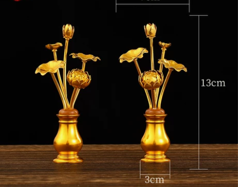 福源金莲花佛前供花供具日式鎏金常花中式家居...