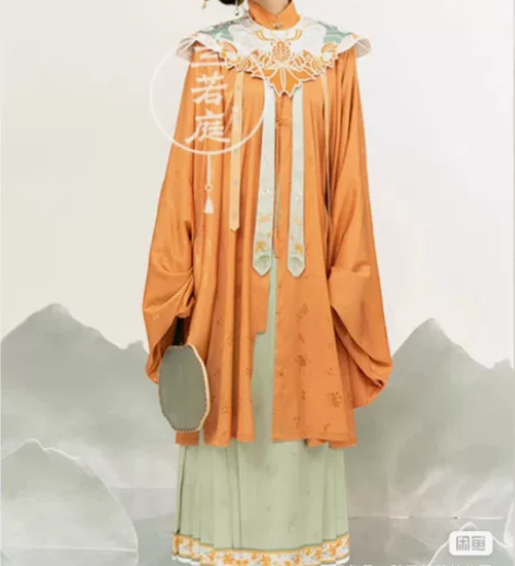 兰若庭汉服明制初霁之候雨 橘色上衣+绿色马...