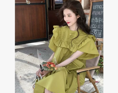 法式别致惊艳宽松长裙小众设计高级感初恋茶歇...