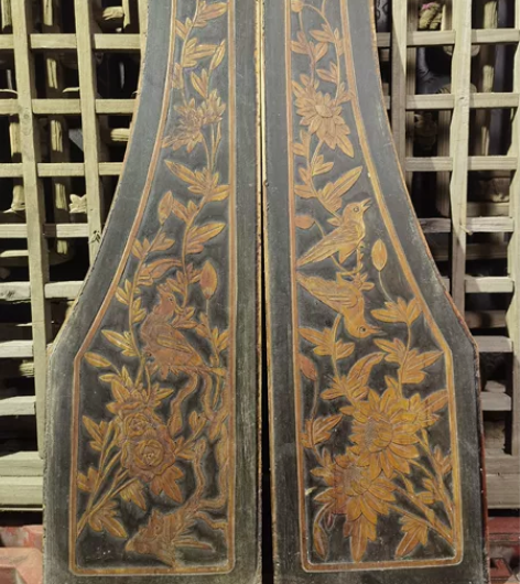 浅浮雕花板鸾凤和鸣白头永偕民俗老物件茶馆客...