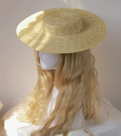 清仓微瑕疵法式油画风帽胚麦秆草平顶草帽女夏...
