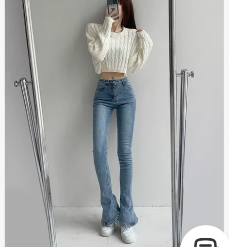 全新超模马蹄裤高腰显瘦加长牛仔裤女 104...