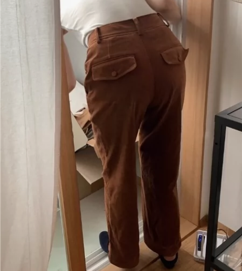 thebarnnet八奶复古灯芯绒裤高腰秋...