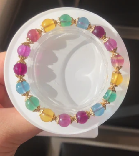 高端配色萤石手链 配件s925银。珠子大小...