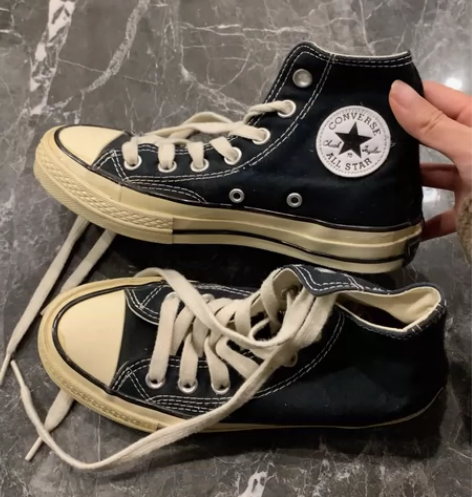 黑色高帮匡威 洗过了 感兴趣的话点“我想要...