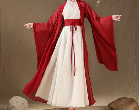 全新 神明少女 酒红色汉服 女装古装武侠古...