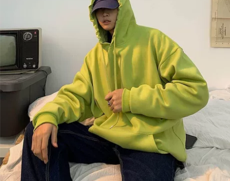 纯色加绒连帽卫衣男潮ins宽松潮流秋冬情侣...