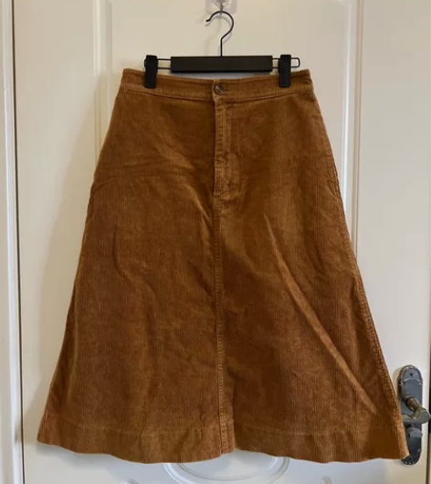 优衣库中长款灯芯绒半身裙百搭女式高腰长裙包...