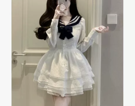 蓬蓬裙纯欲蛋糕连衣裙女秋冬法式公主裙长袖生...